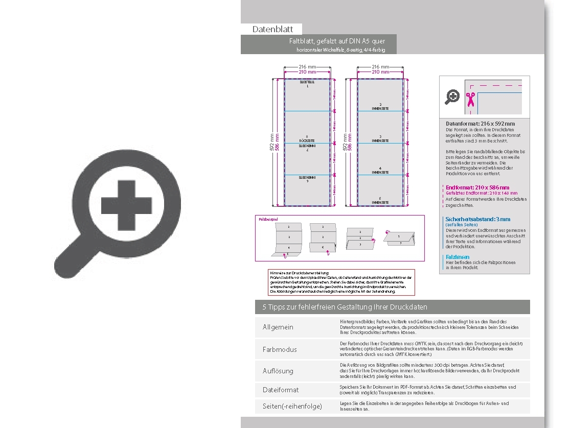 Product Bild faltblatt__gefalzt_auf_din_a5_quer__horizontaler_wickelfalz__8-seitig